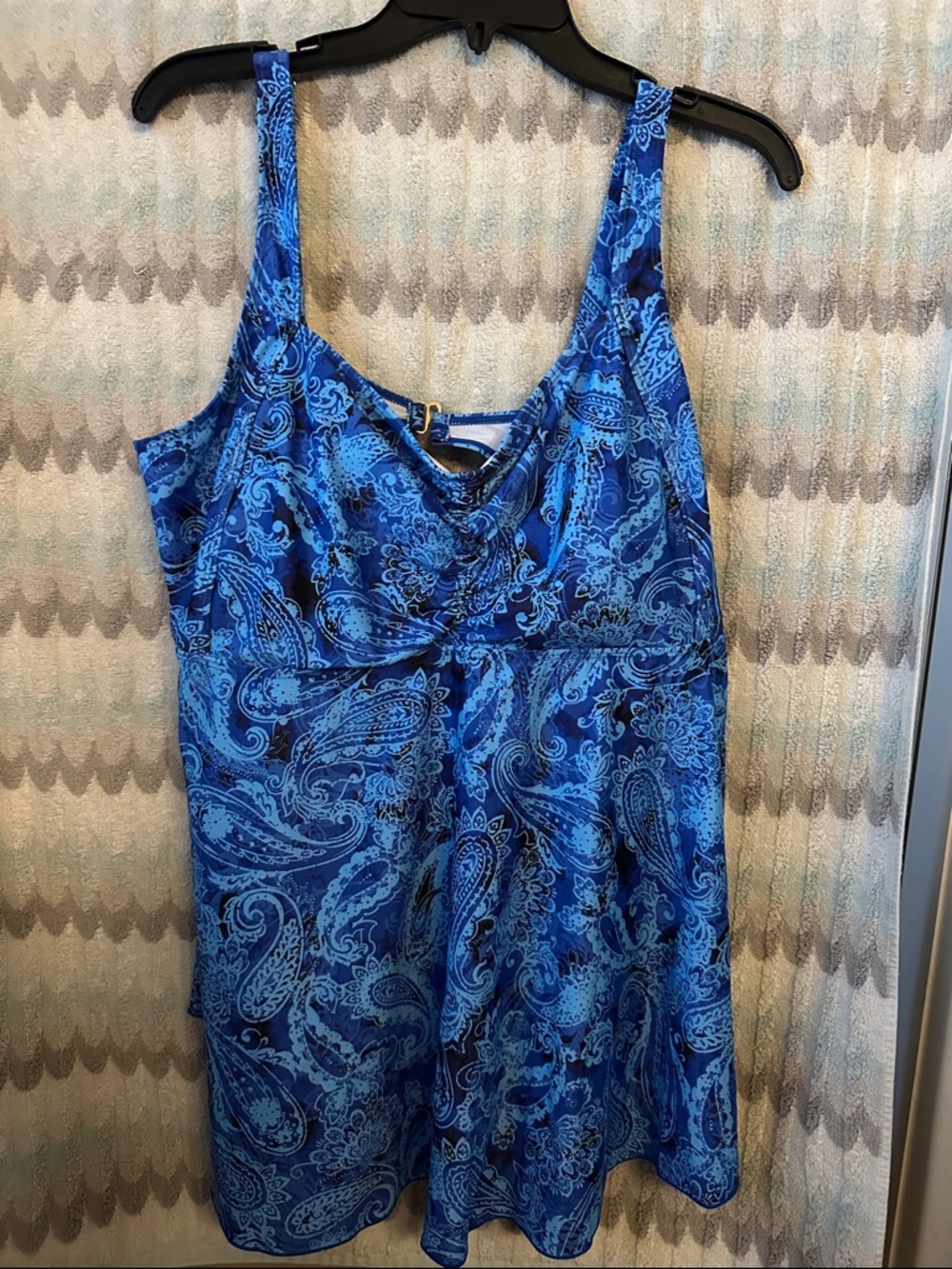 Blue Paisley Swim Top - Women's Plus Swim Dress